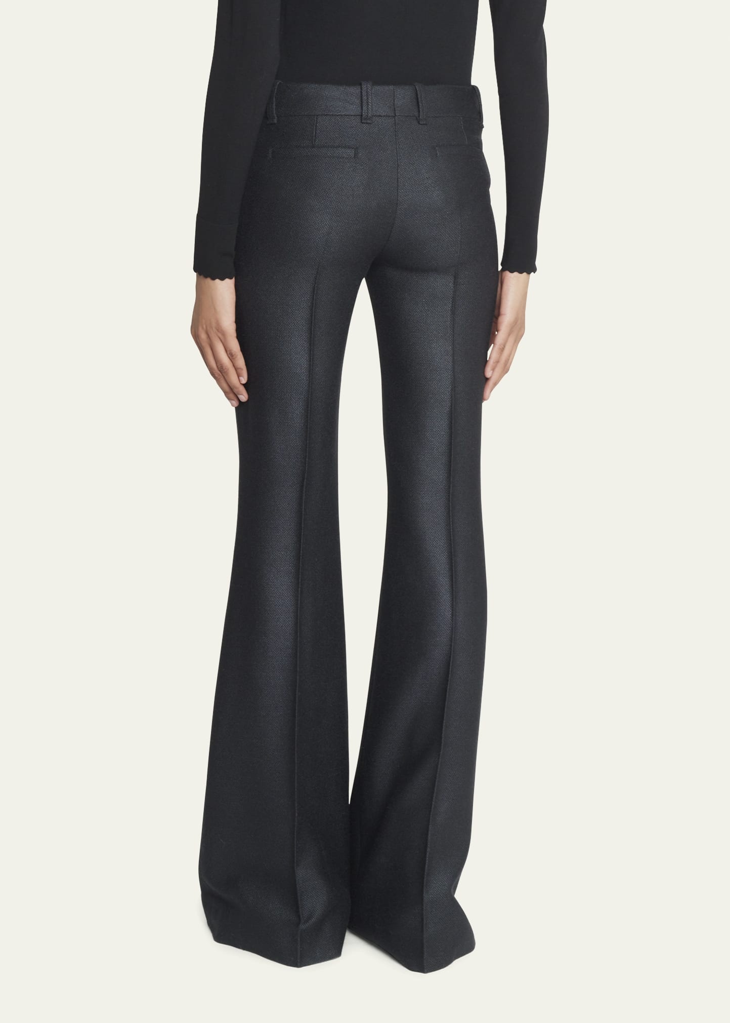 Armoured Silk Wool Bootcut-Leg Trousers - 3