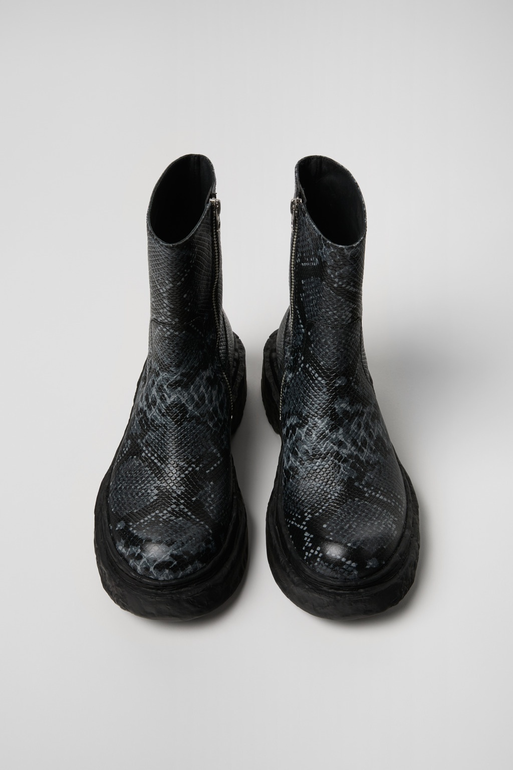 Gray-Black Leather Boots - 4