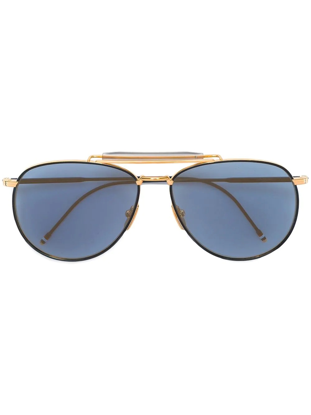 Matte Navy & Yellow Gold Aviator Sunglasses - 1