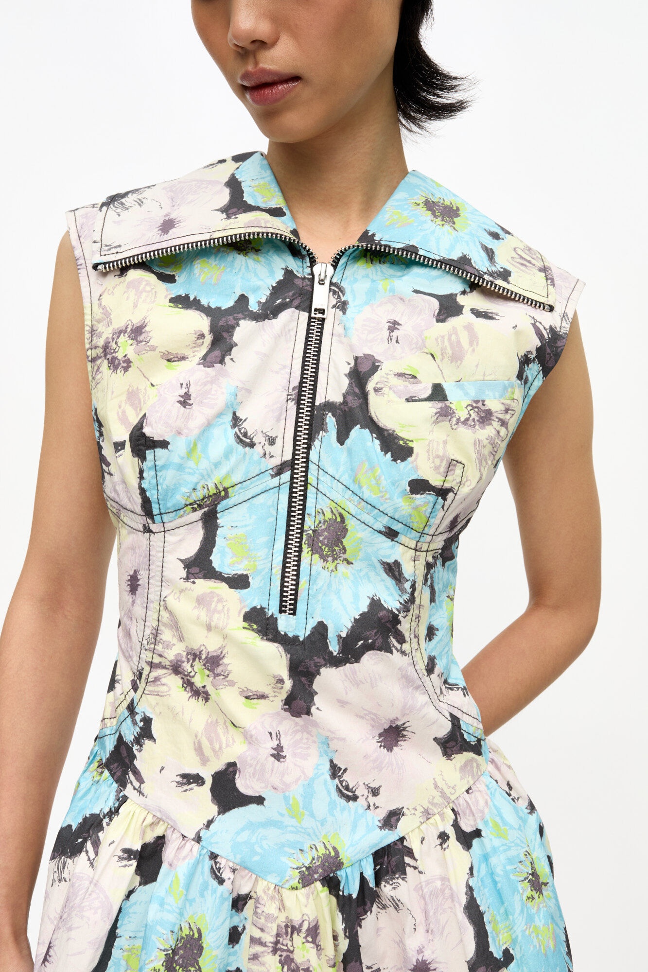 FLORAL PRINTED COTTON MINI DRESS - 3