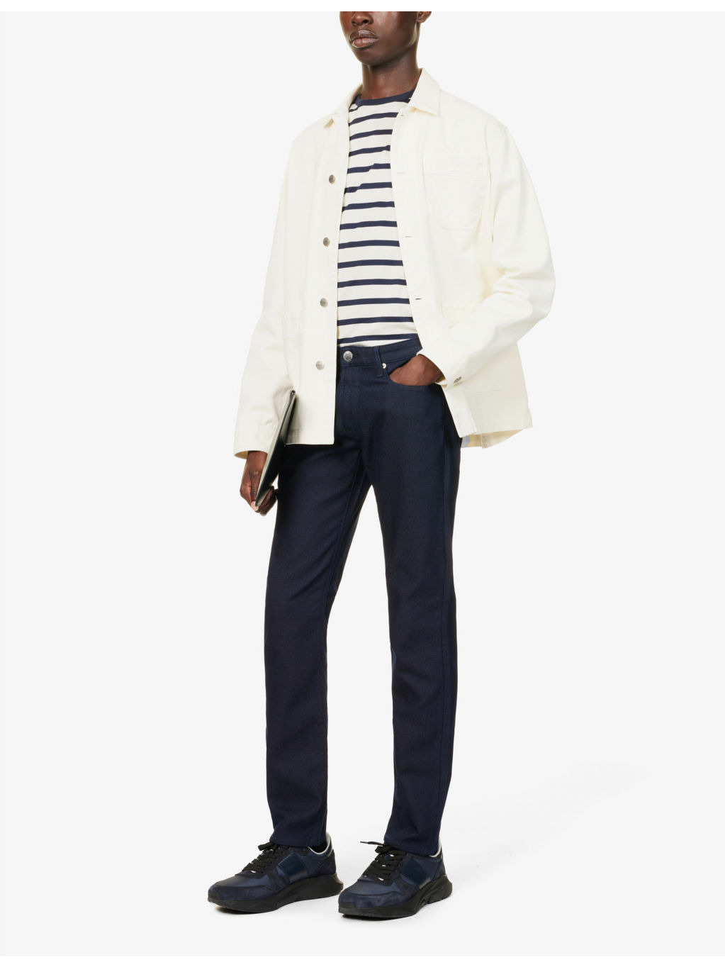 Micro Dot slim-fit mid-rise cotton-blend jeans - 2