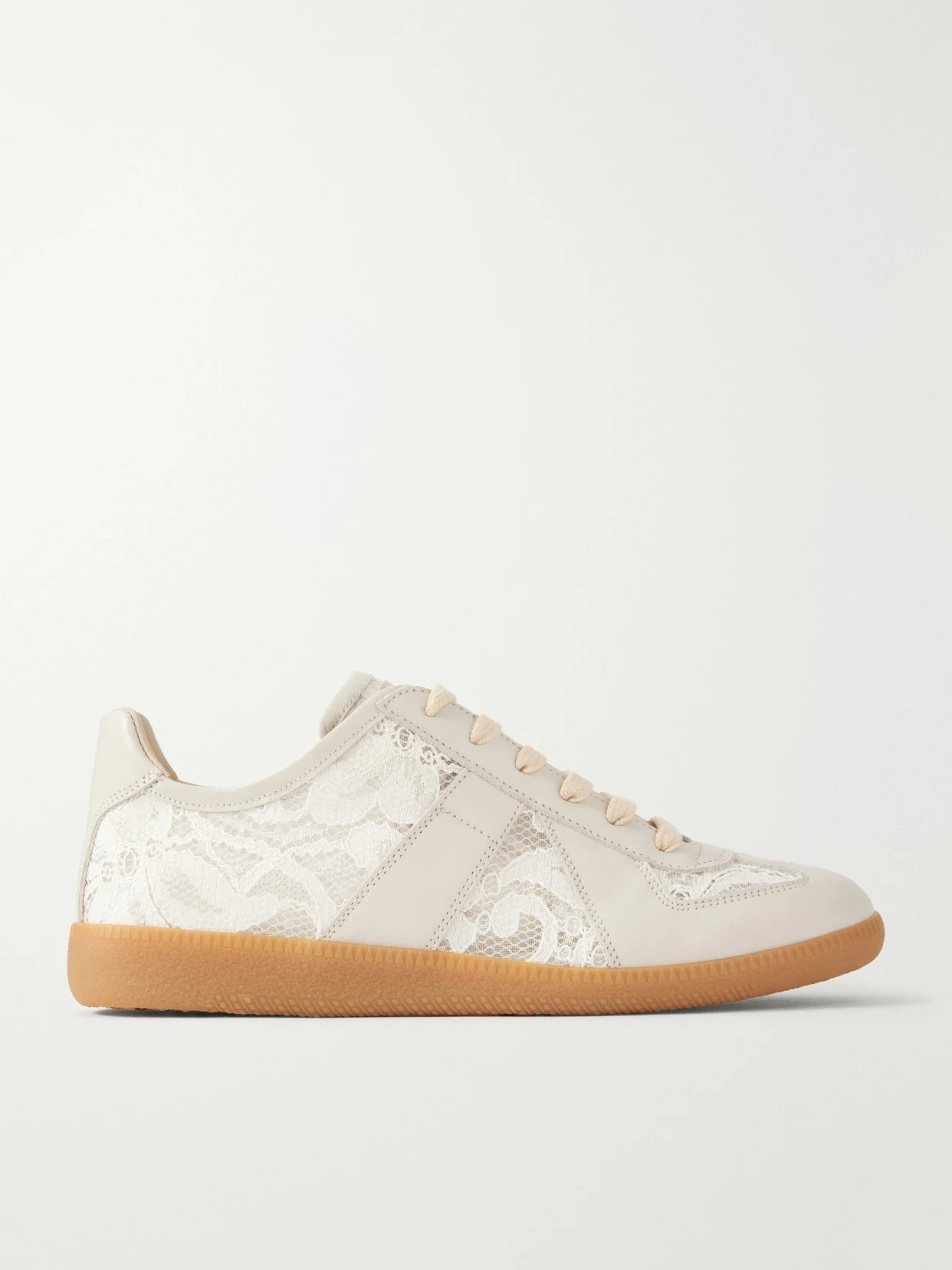 Replica Lace And Leather Sneakers - 1