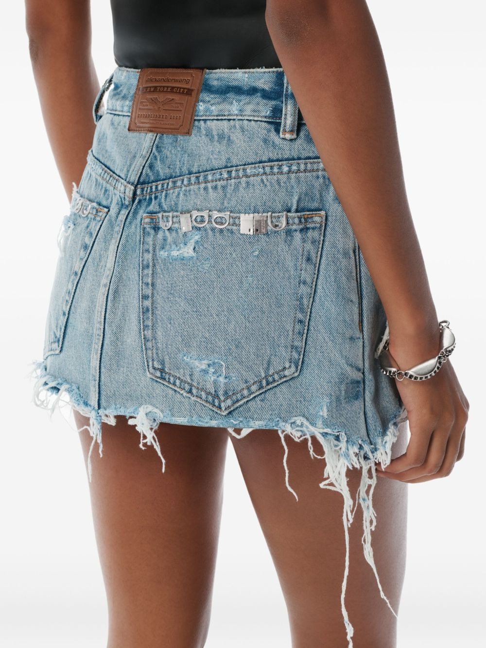 distressed denim shorts - 5