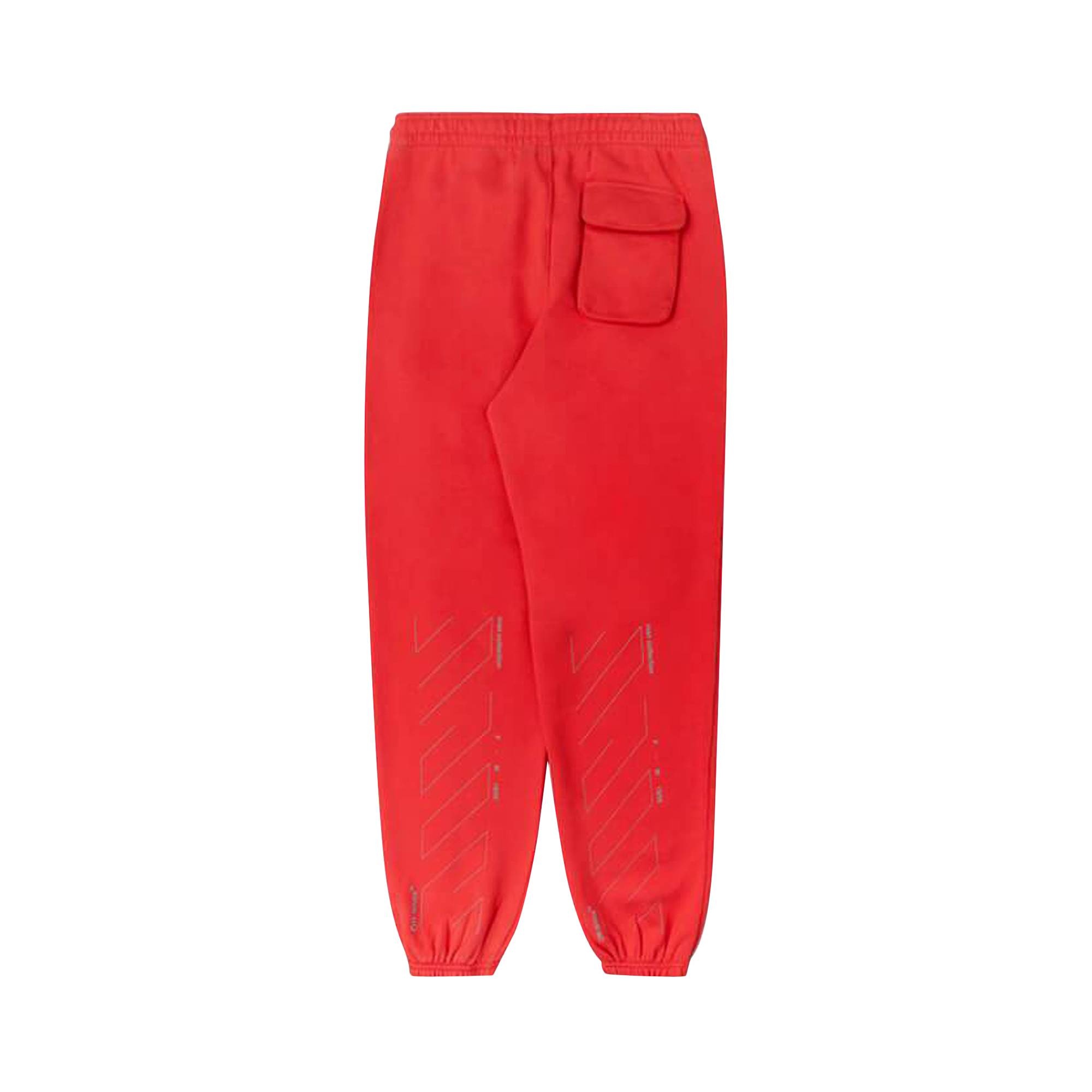Off-White Unfinished Slim Sweatpant 'Red/Silver' - 2