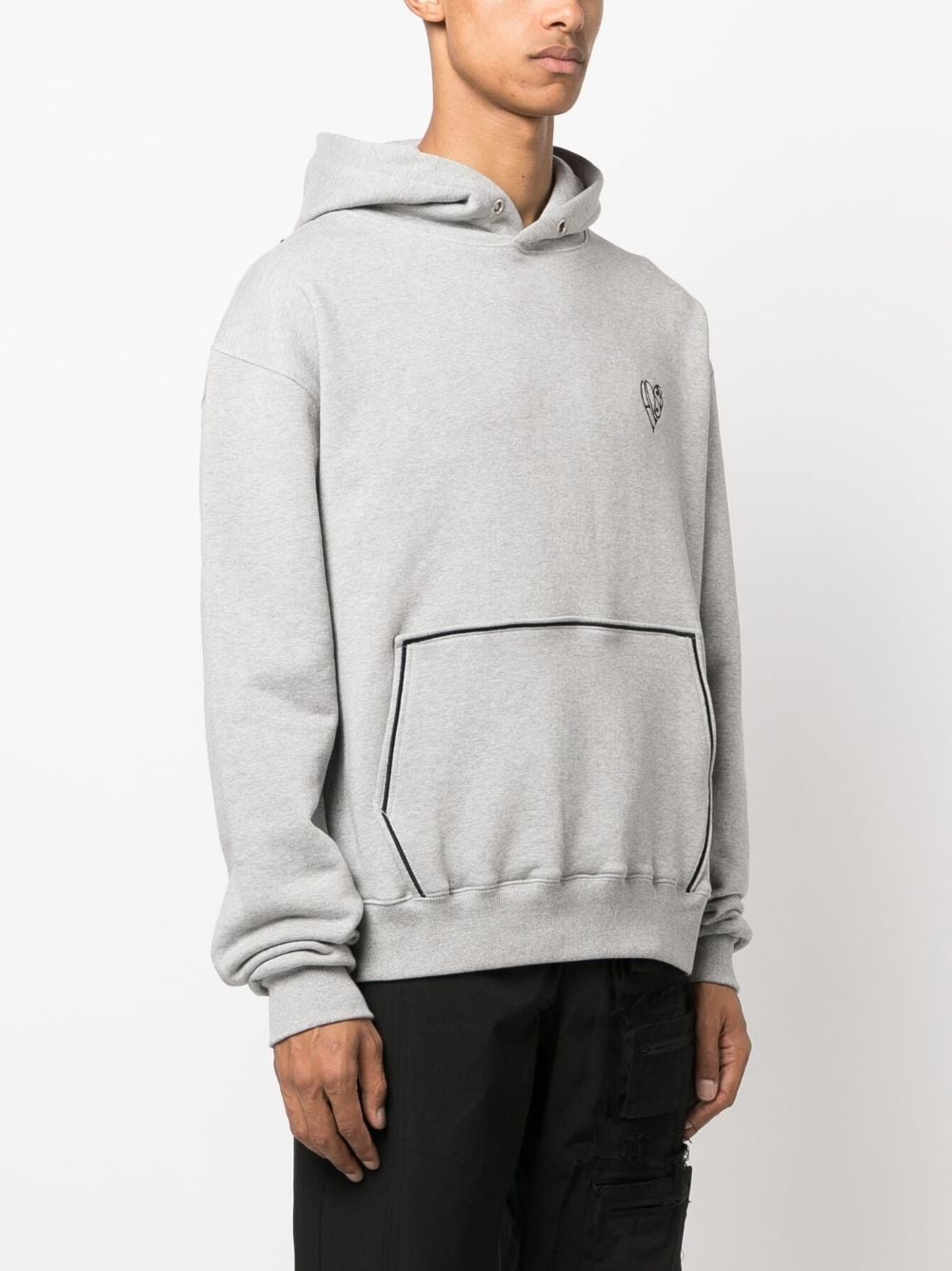logo-plaque cotton hoodie - 3