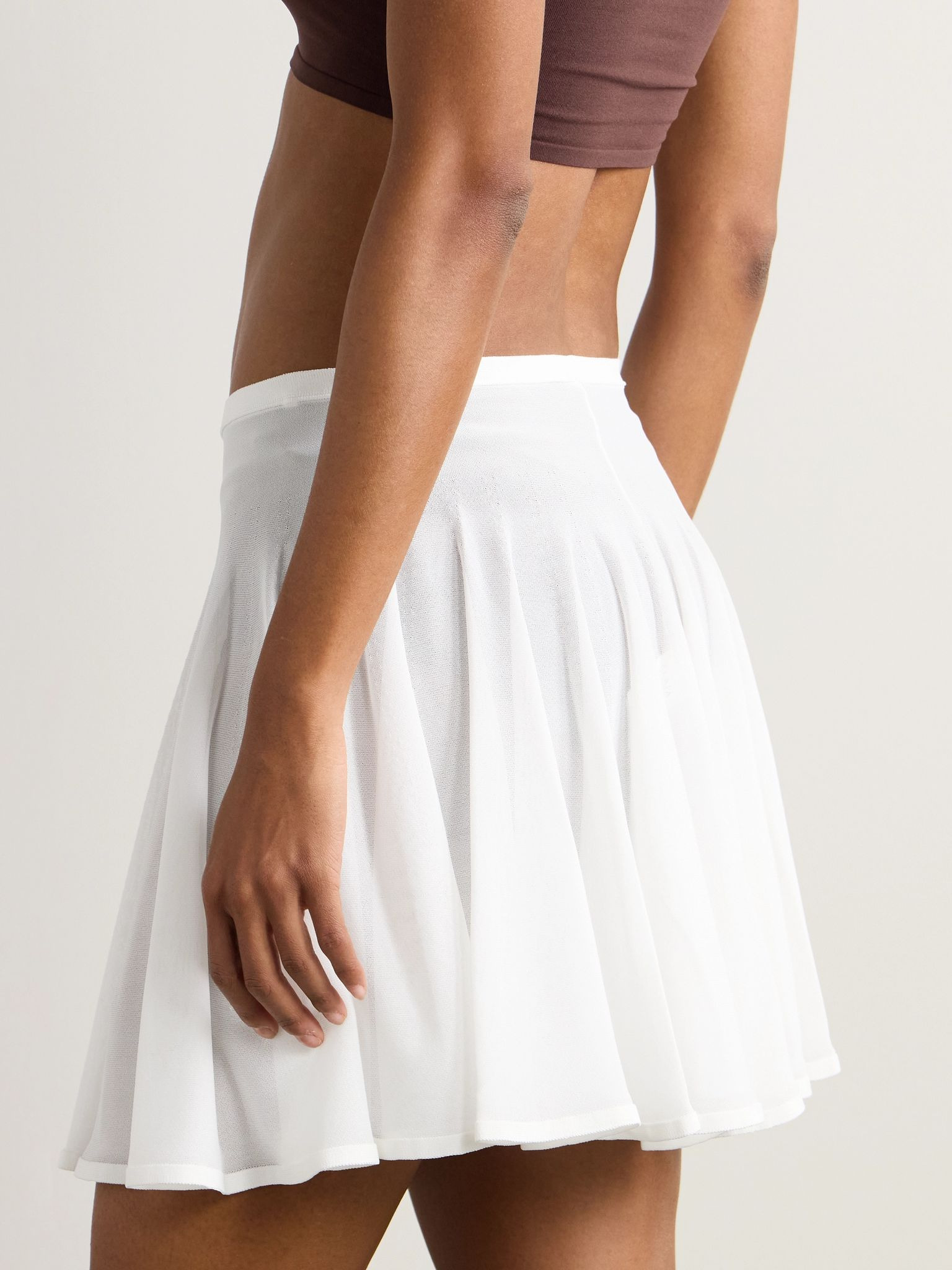 Pleated jersey mini skirt White - 3