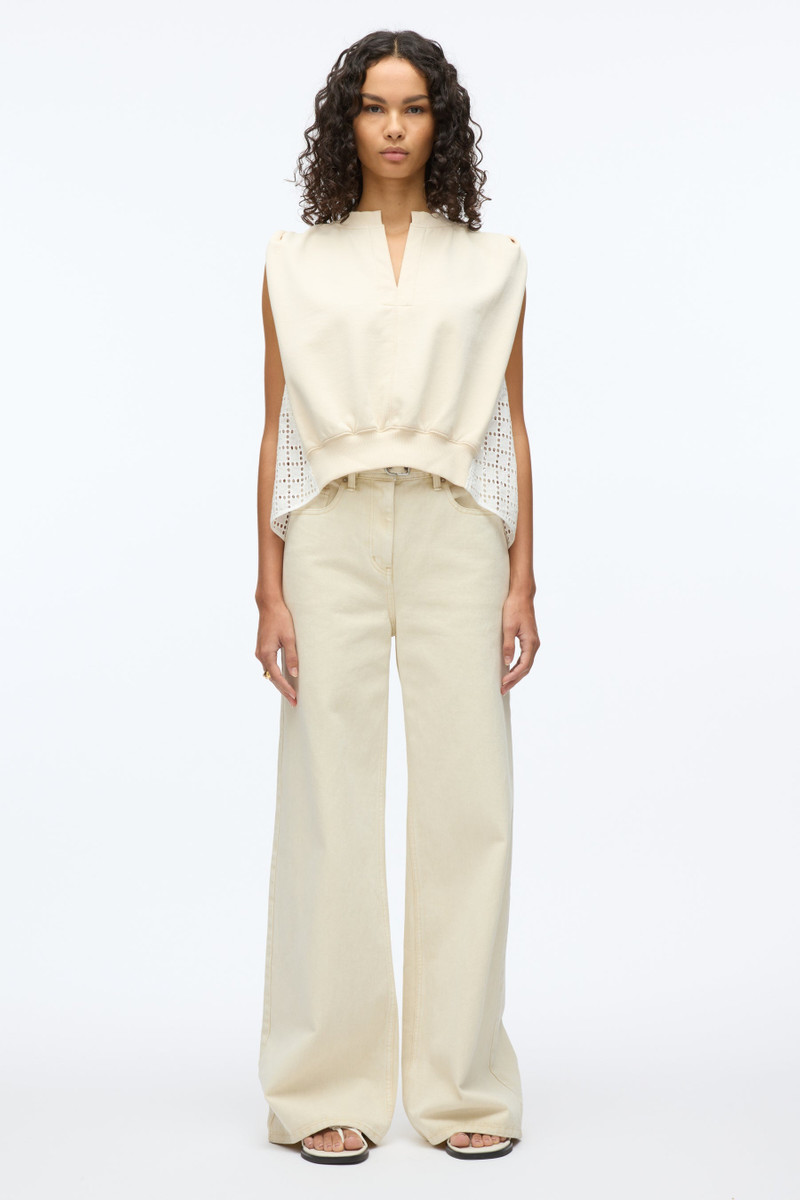 3.1 Phillip Lim French Terry Top with Broiderie Anglaise Combo outlook
