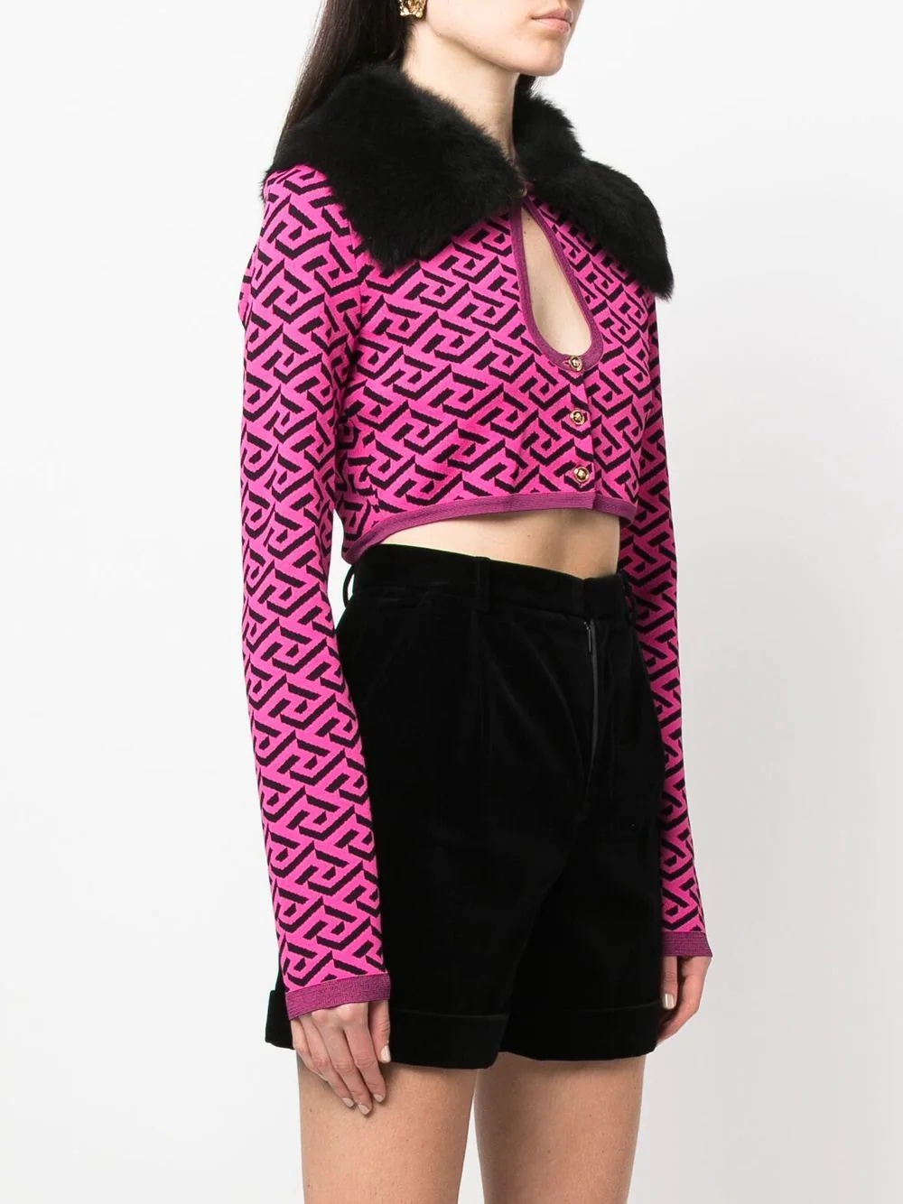 embroidered cropped cardigan - 3