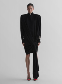 MUGLER black cascade boxy dress - 26W1RO1884196 | REVERSIBLE