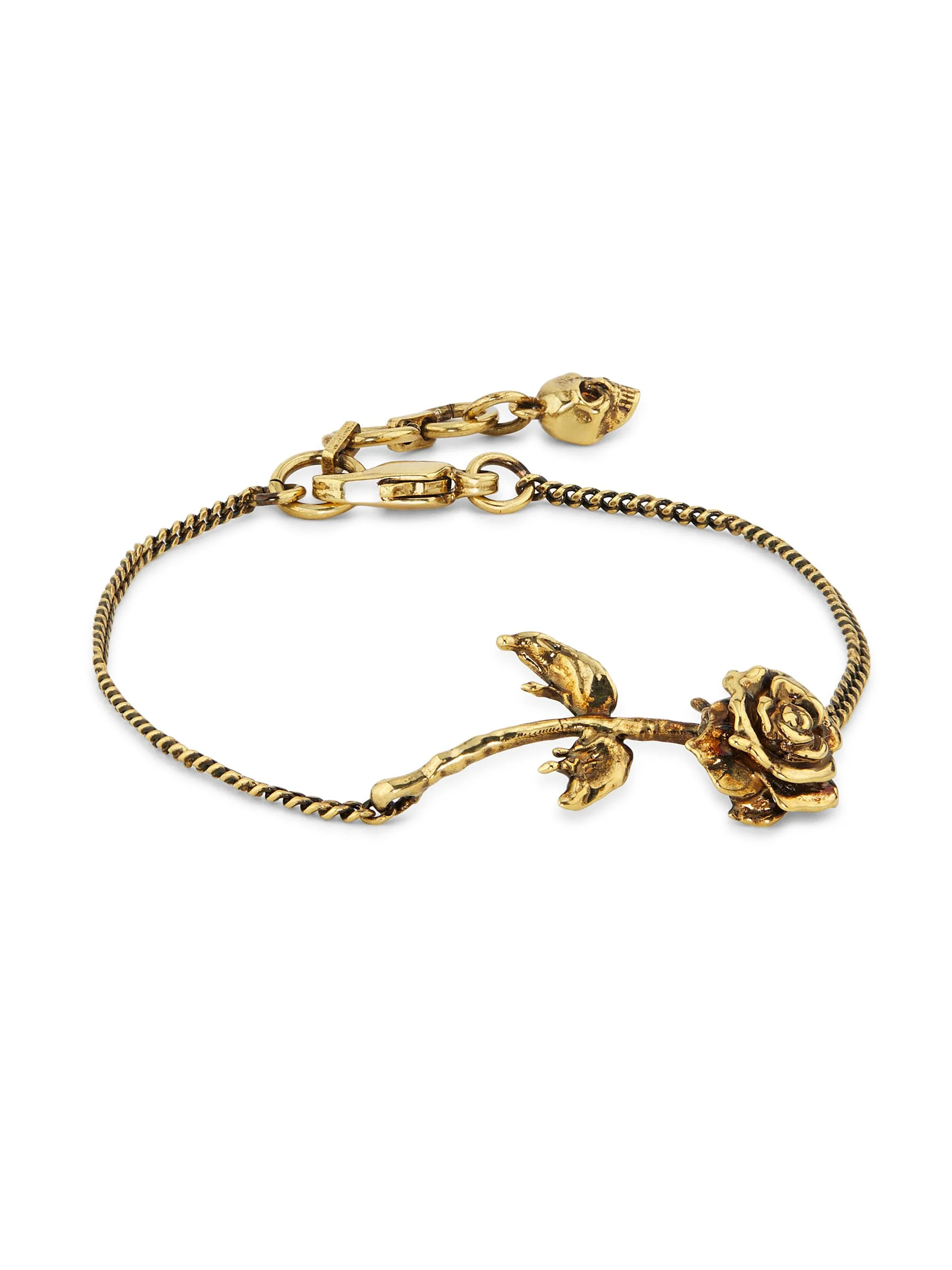 Women's Goldtone Dipped Rose Charm Bracelet - Giallohava - 1