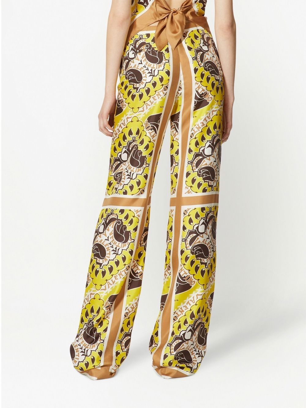 paisley-print logo branded silk trousers - 4