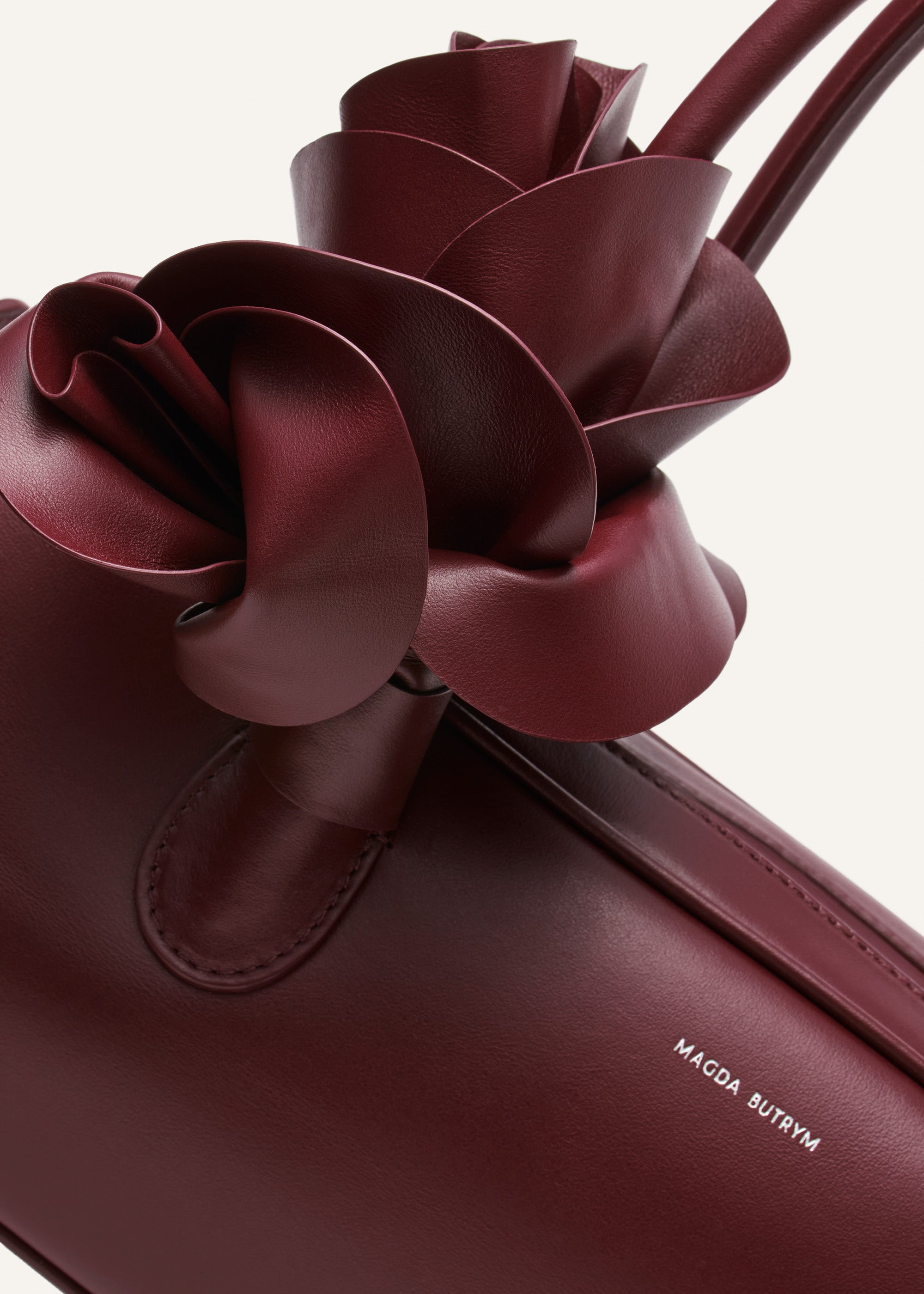 Brigitte trapeze bag in burgundy leather and silver - 3