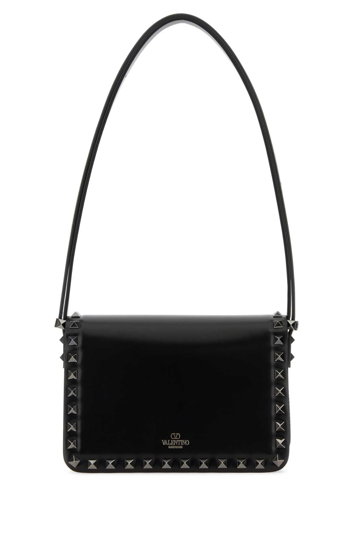 Valentino Garavani Women Black Leather Rockstud23 Shoulder Bagâ - 3