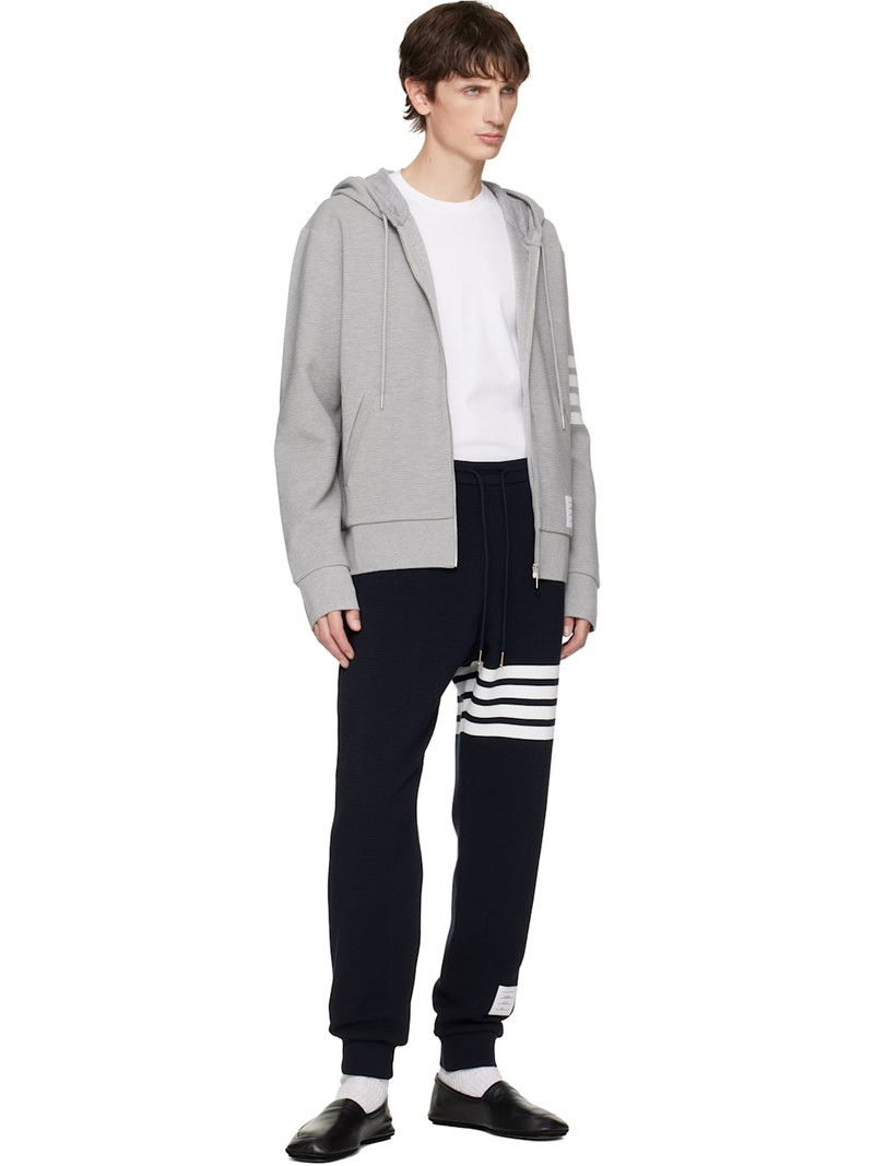 Thom Browne Gray Cotton Ottoman 4-Bar Zip Hoodie outlook