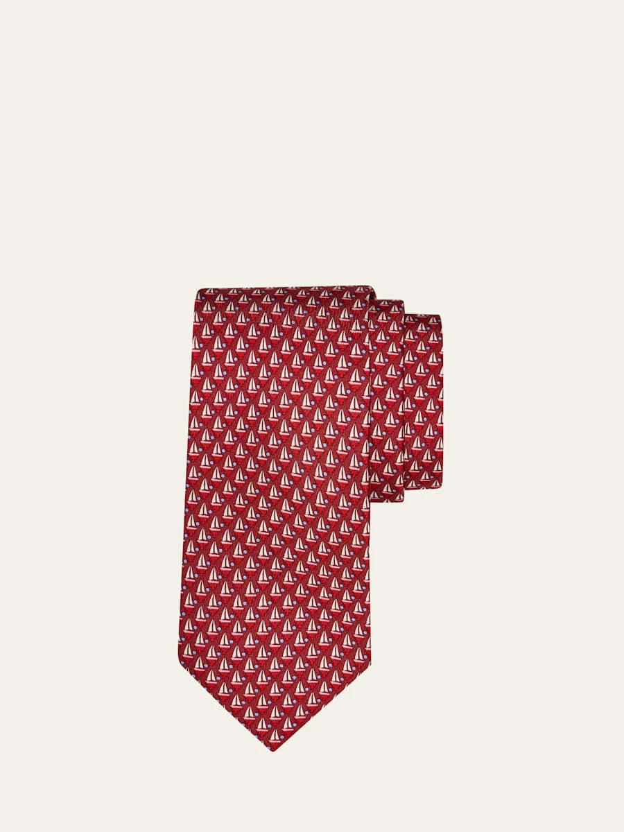 Men's Geometric Silk and Wool Tie - 1