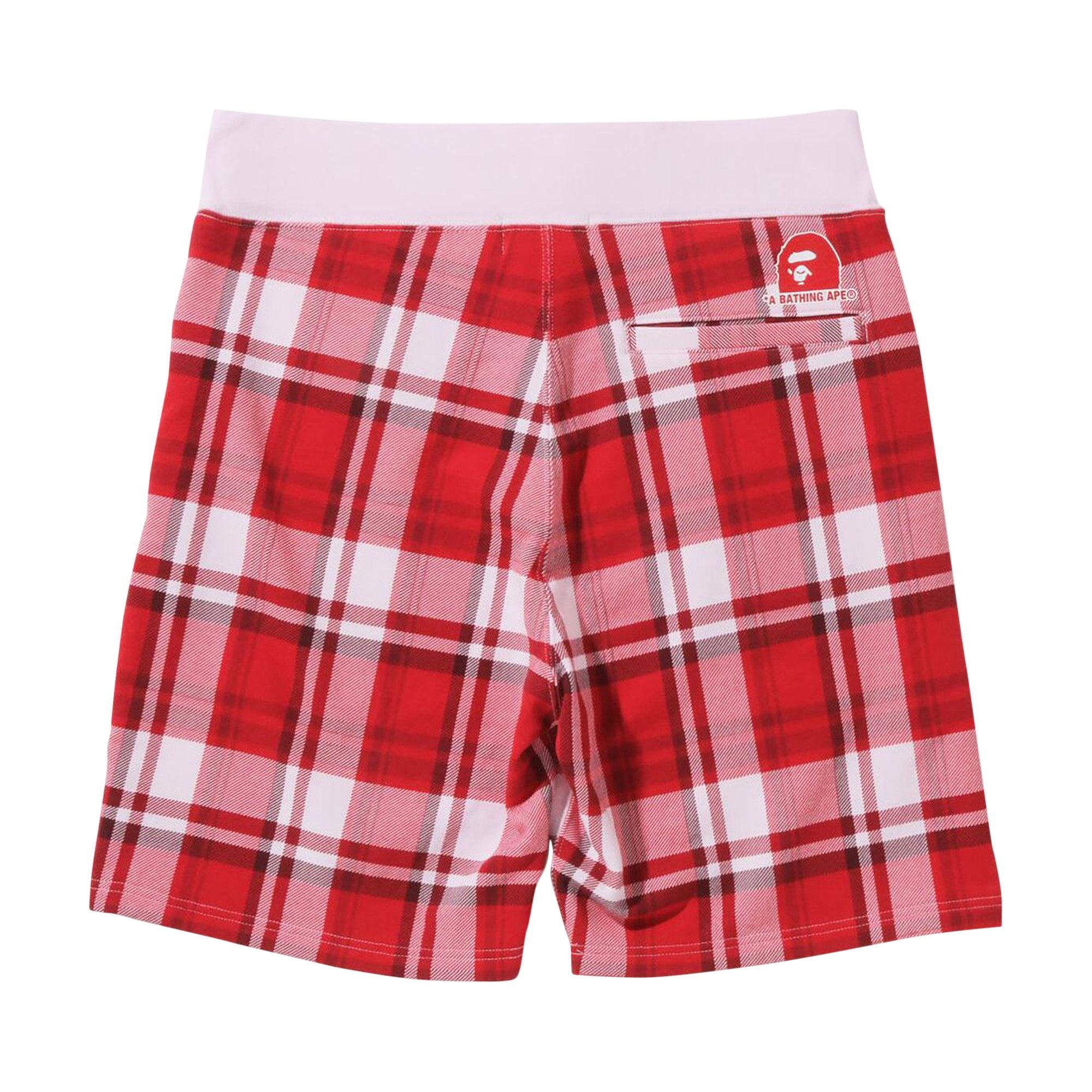 BAPE Check Gift Sweatshorts 'Red' - 2