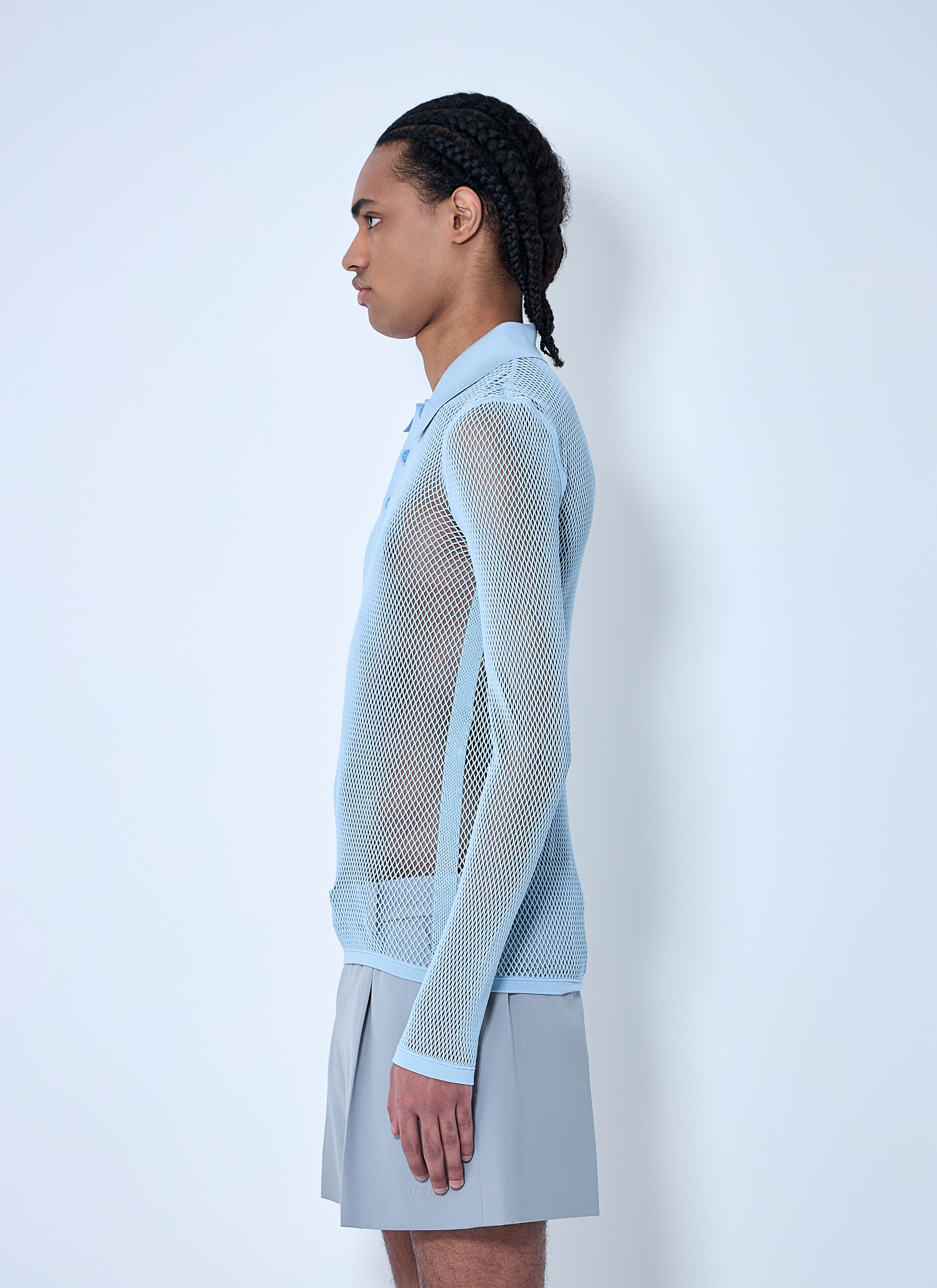 Embossed Technical Mesh Polo Top - 3