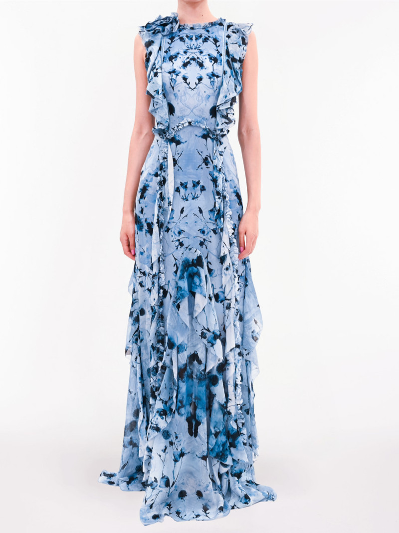 PRINTED SLEEVELESS GEORGETTE GOWN 1