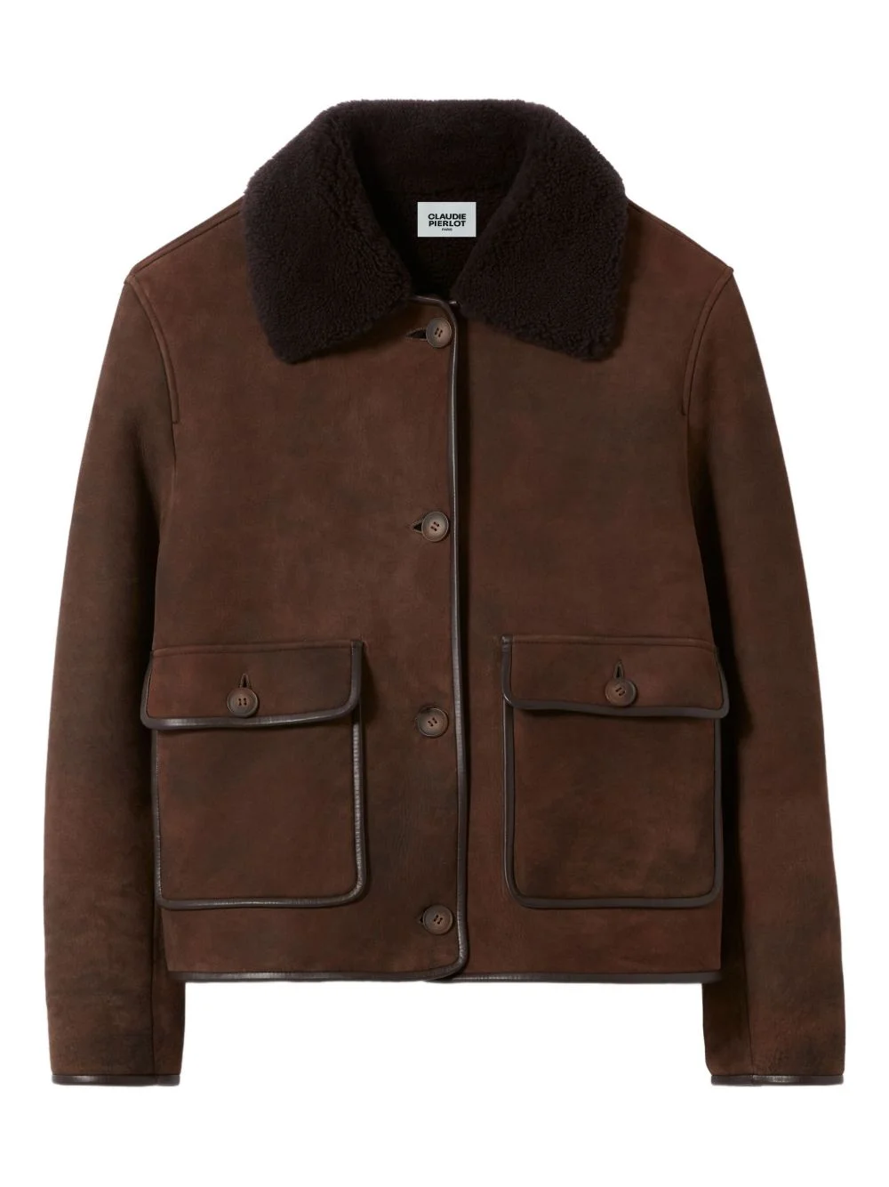 shearling-collar suede jacket - 1