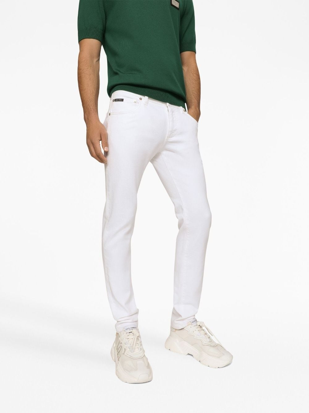 logo-plaque stretch-cotton skinny jeans - 4