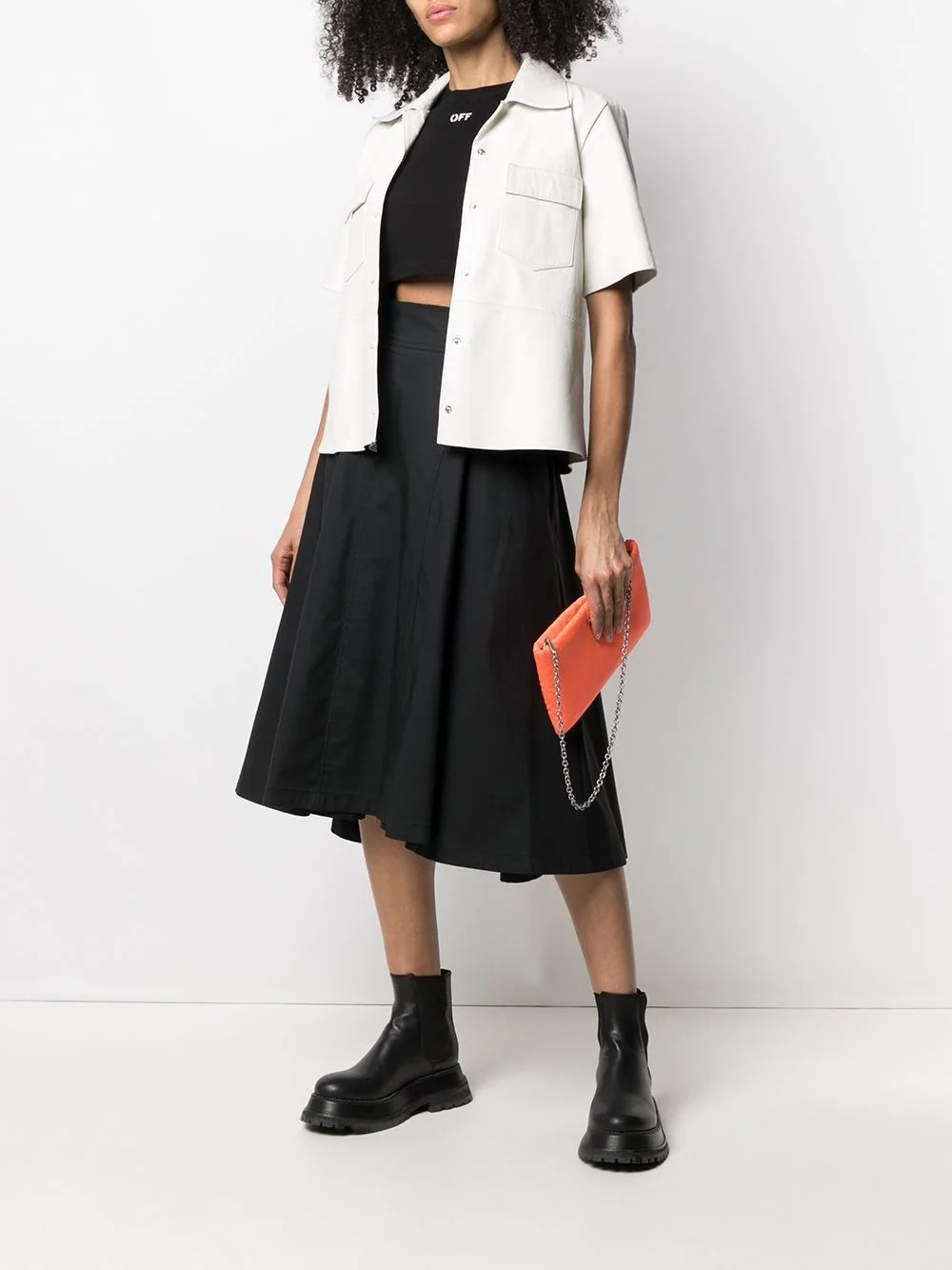 box-pleat A-line midi skirt - 2