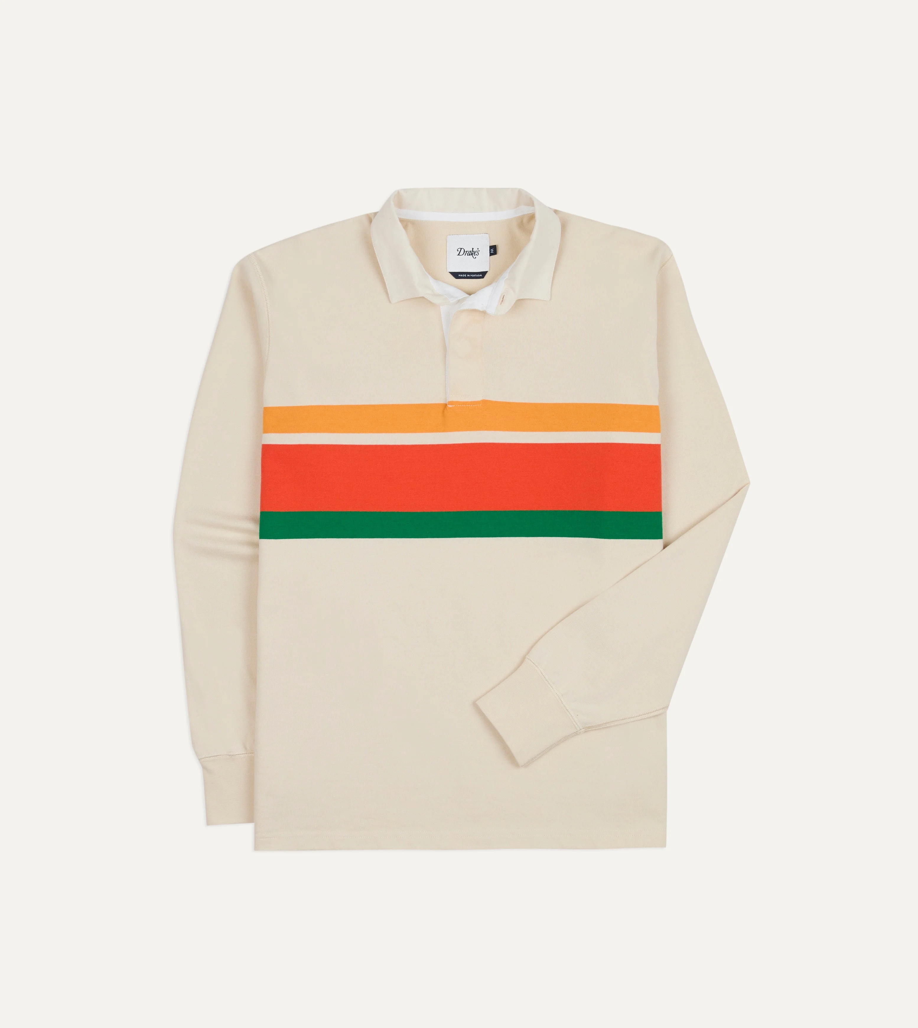 Ecru Multi Centre Stripe Cotton Rugby Shirt - 1