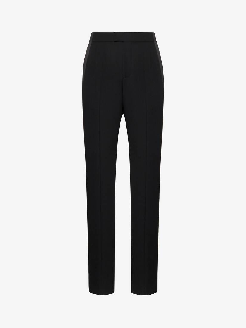 Men's Wide Leg Tuxedo Trousers in Black - 2