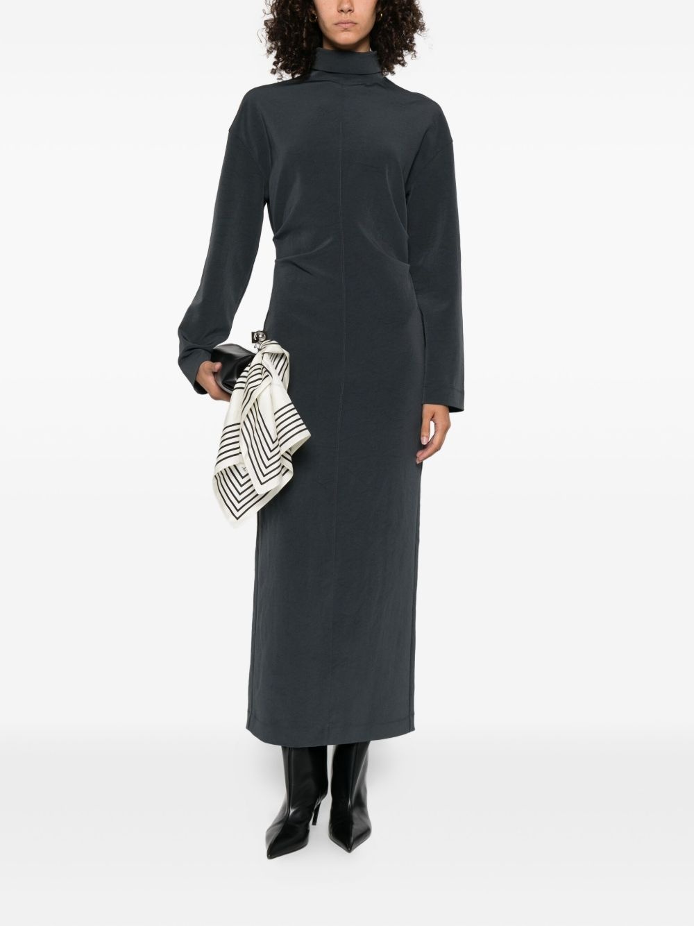 draped turtleneck maxi dress - 2