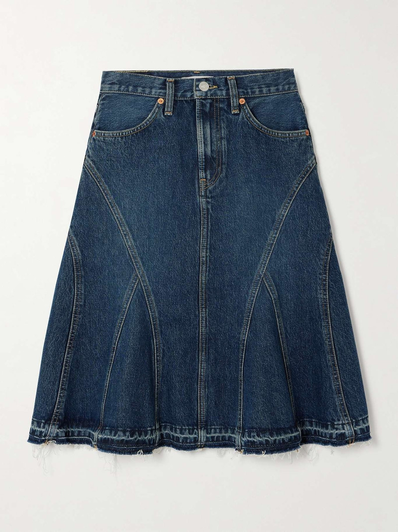 + NET SUSTAIN frayed organic denim skirt - 1