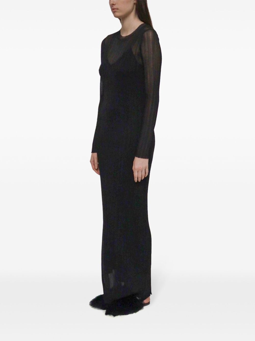 sheer plissé dress - 3