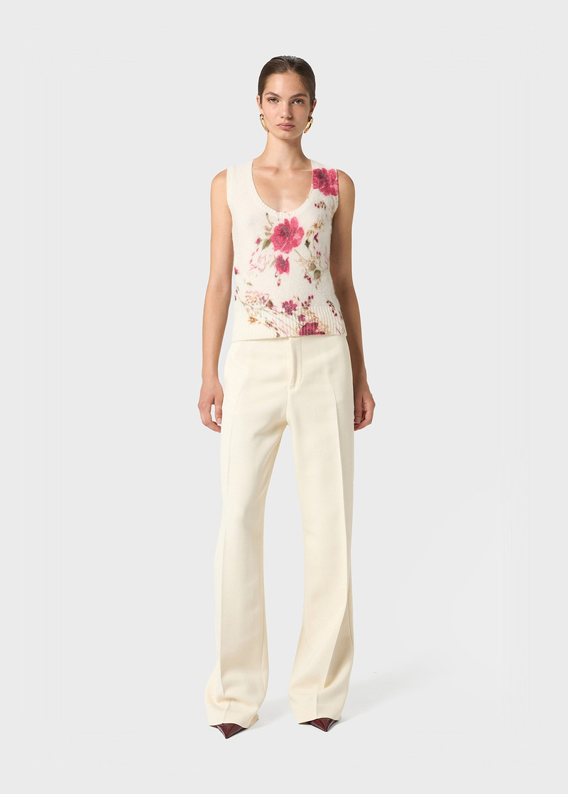 Blumarine ALPACA BLEND TOP WITH ROSES PRINT outlook