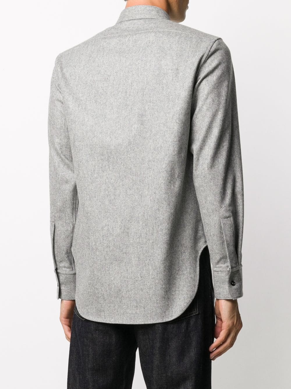 curved-hem long-sleeve shirt - 4