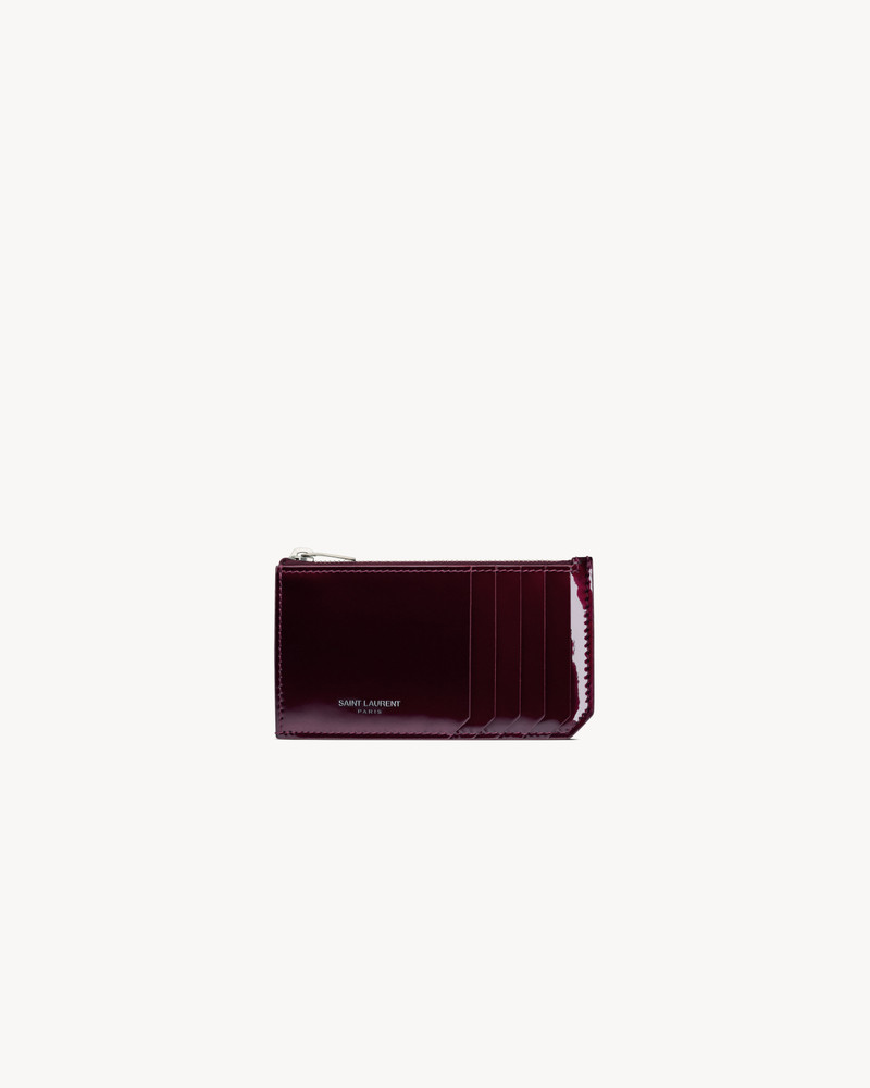 SAINT LAURENT PARIS FRAGMENTS ZIP CARD CASE IN PATENT LEATHER 1