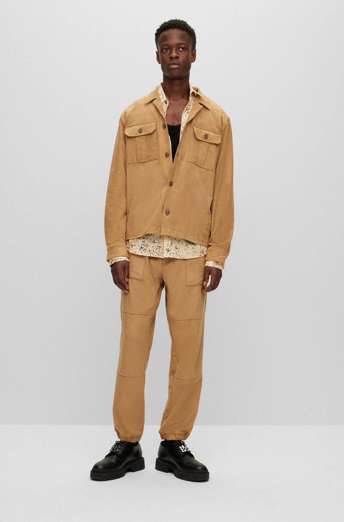 OVERSIZE-FIT OVERSHIRT IN SYNTHETIC COATED FABRIC - 4