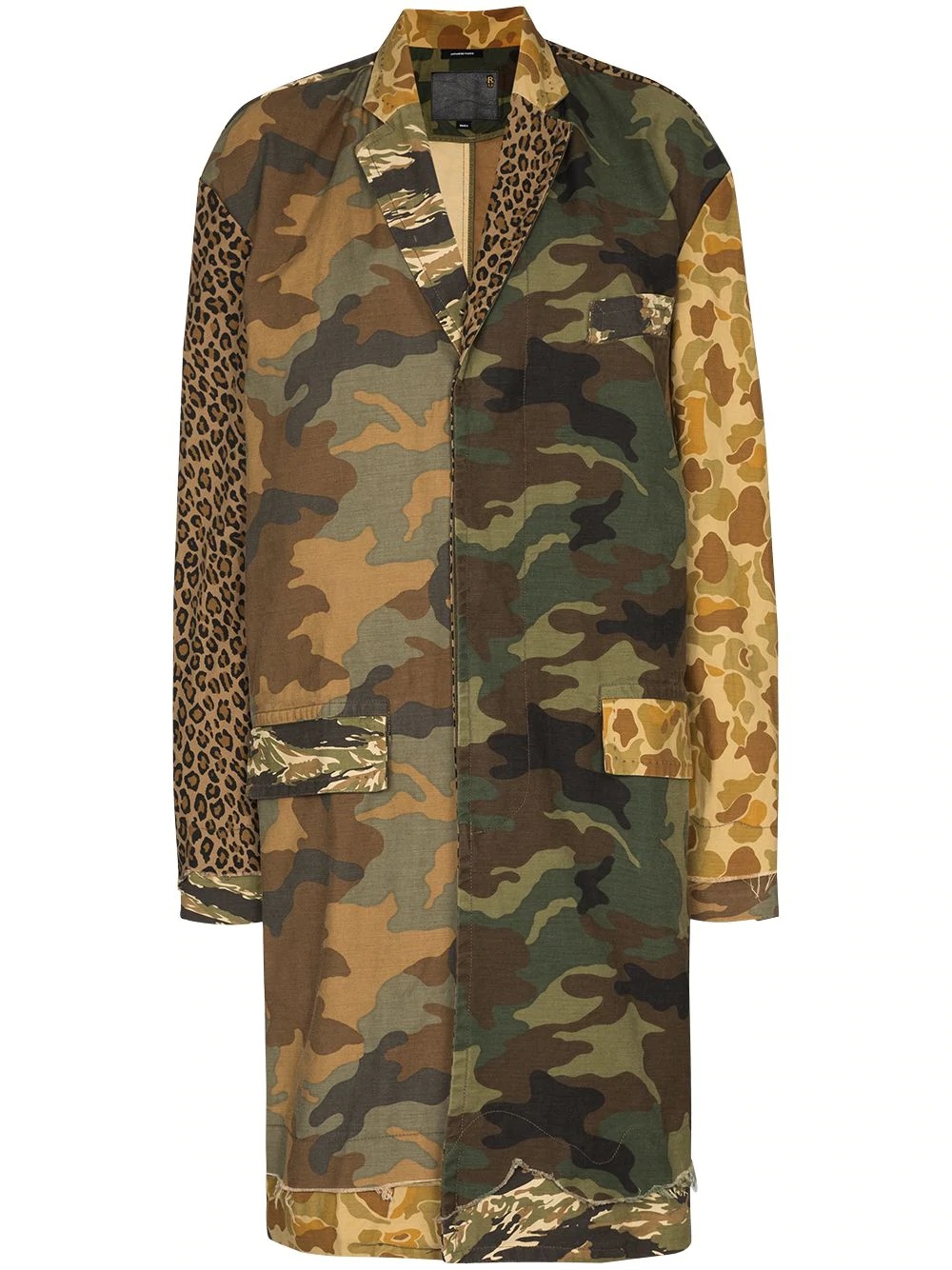 multi-print single-breasted coat - 1