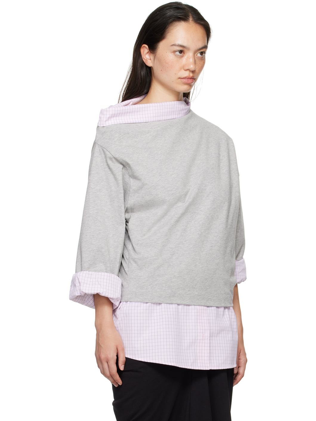 Gray Layered Long Sleeve T-Shirt - 2