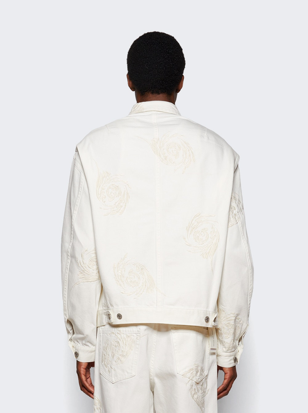 Embroidered Denim Jacket Off White - 4