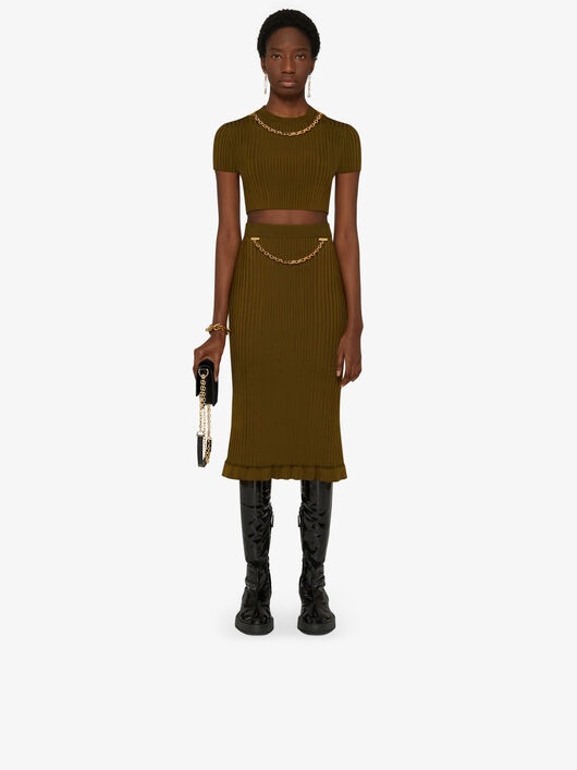SKIRT IN RIBBED KNIT WITH CHAIN - 2