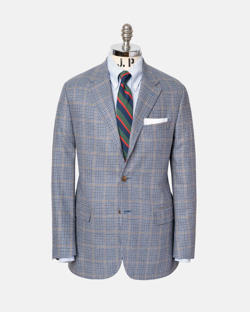 MADE-IN-CANADA BLUE & COPPER CHECK SILK/WOOL SPORT COAT 1