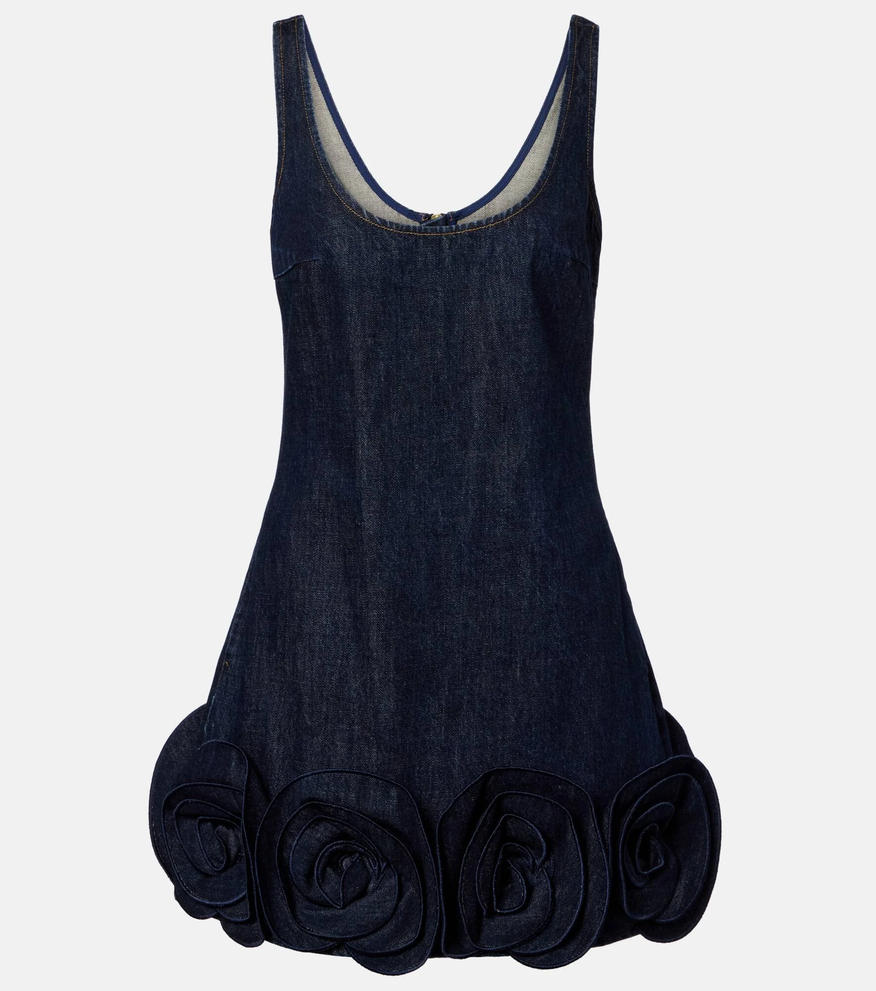 Floral-appliqué denim minidress - 1