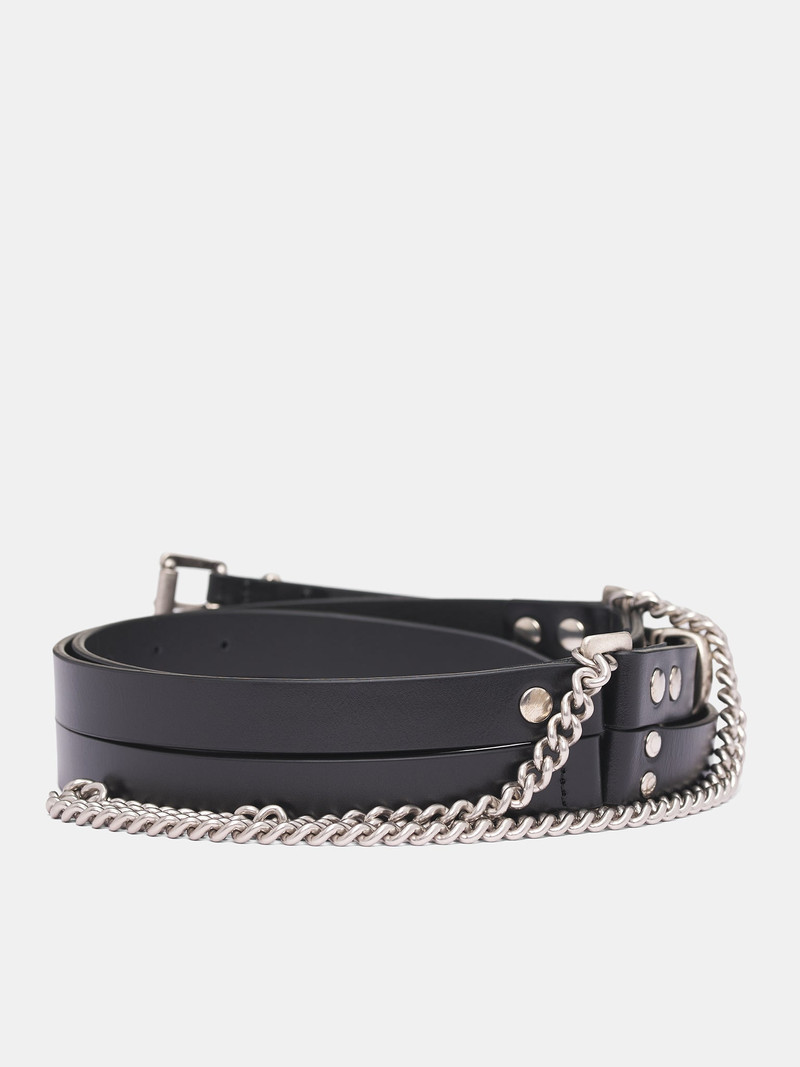 Ann Demeulemeester Black Leather Luen Double Belt outlook