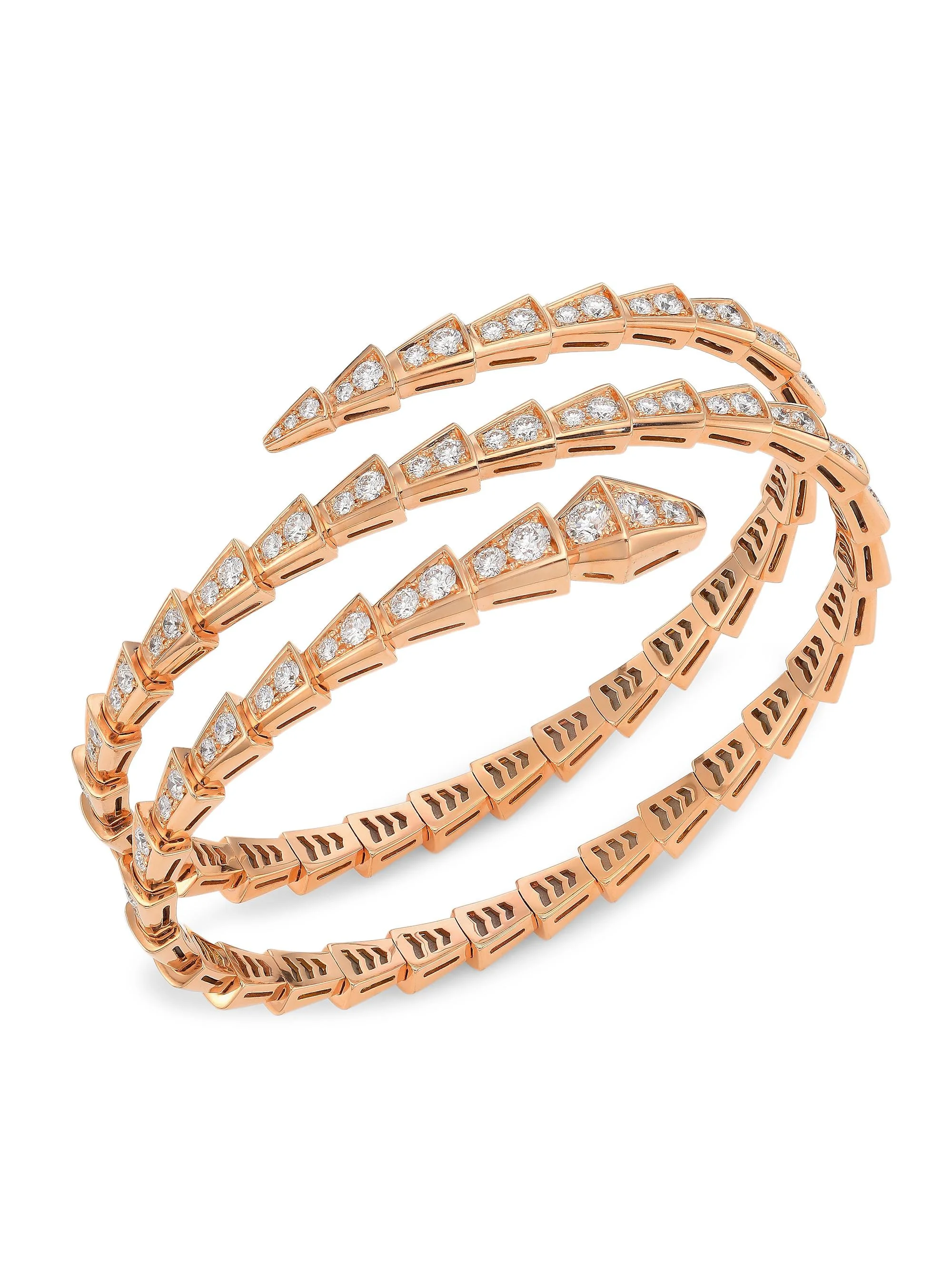 Women's Serpenti Viper 18K Rose Gold & 5.02 TCW Diamond Bangle Bracelet - Pink Gold - 1