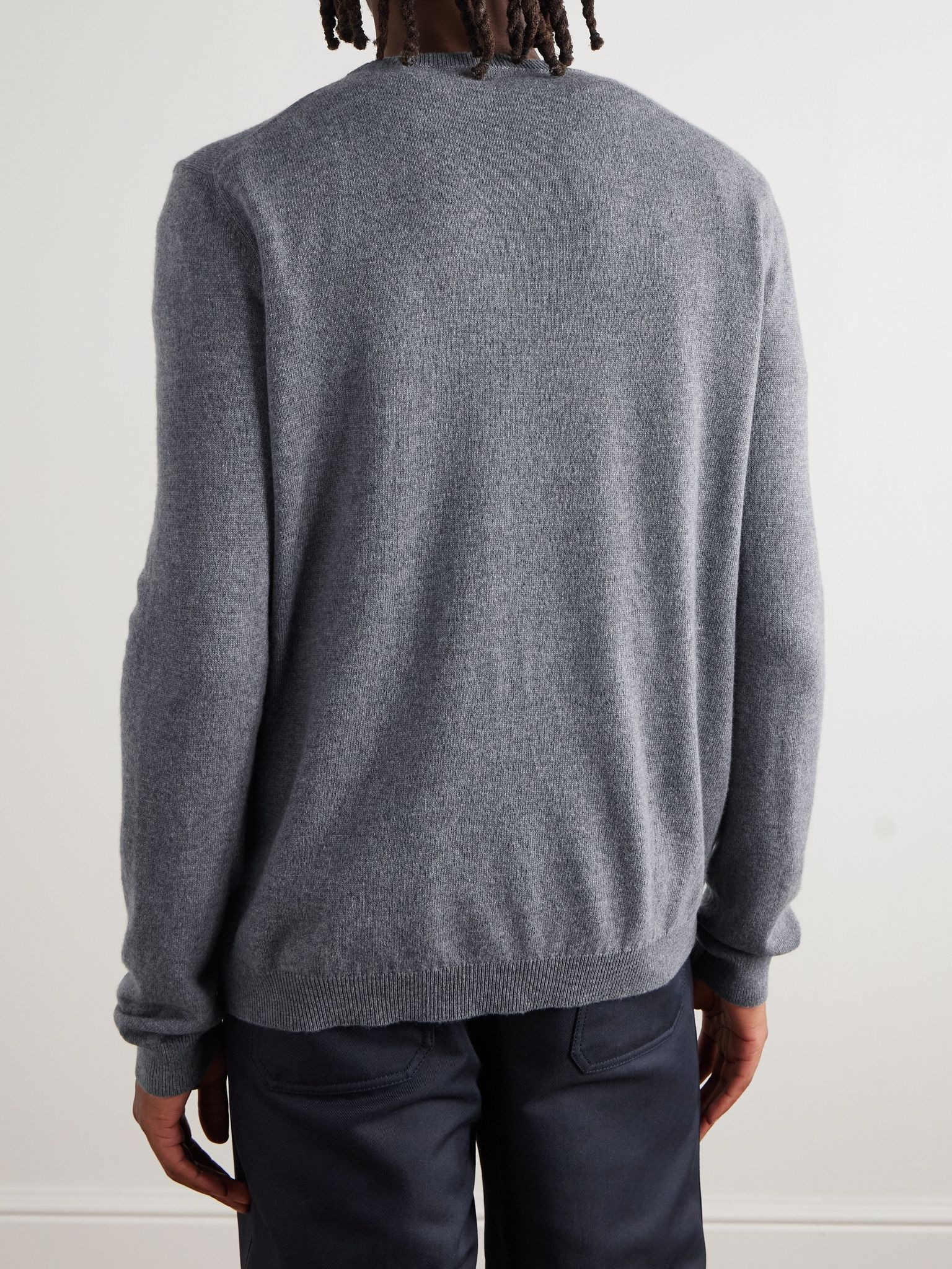 Logo-Intarsia Cashmere Sweater Gray - 4