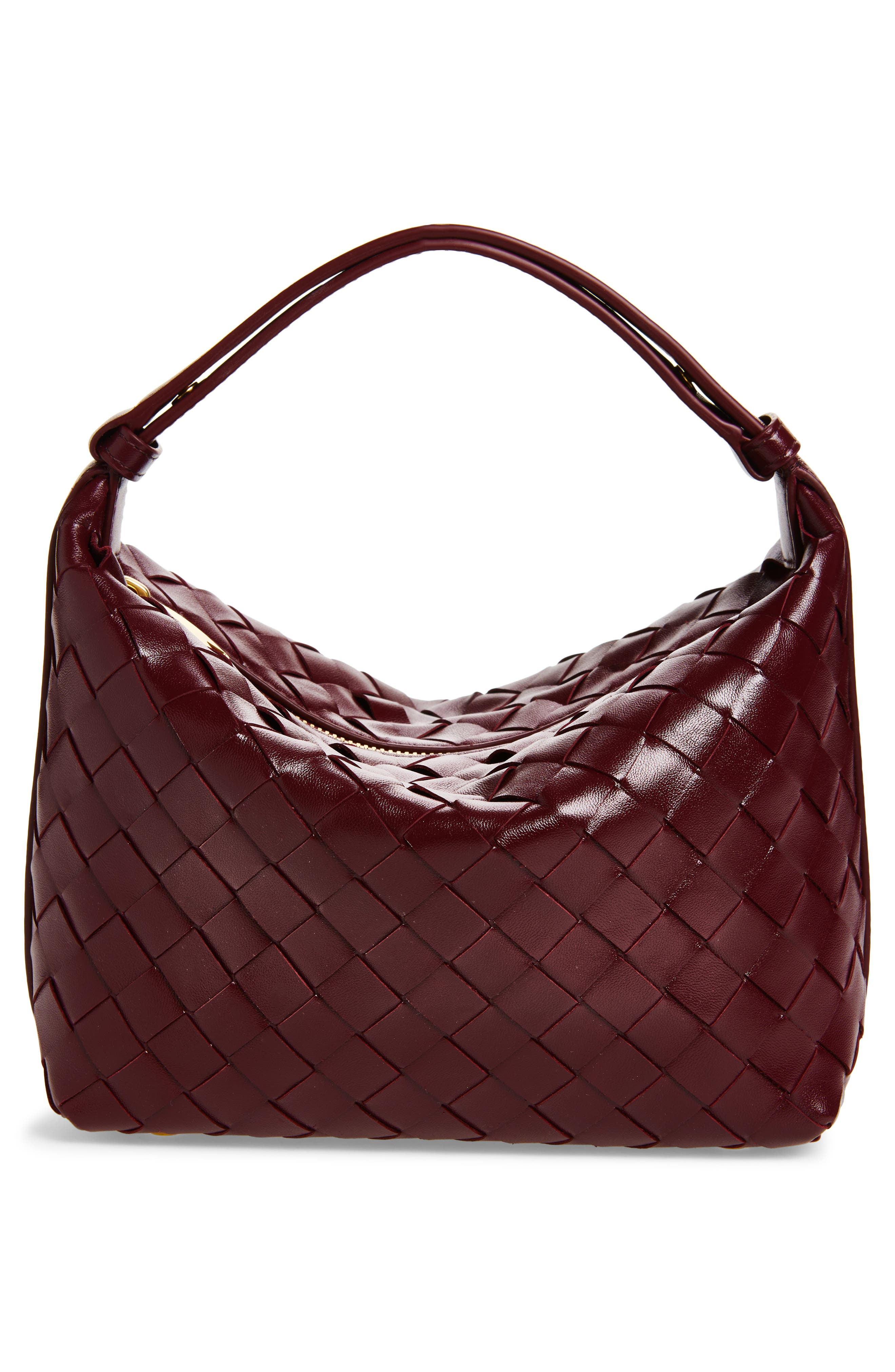 Bottega Veneta Mini Wallace Intrecciato Leather Shoulder Bag in 2247 Barolo-Gold at Nordstrom - 3