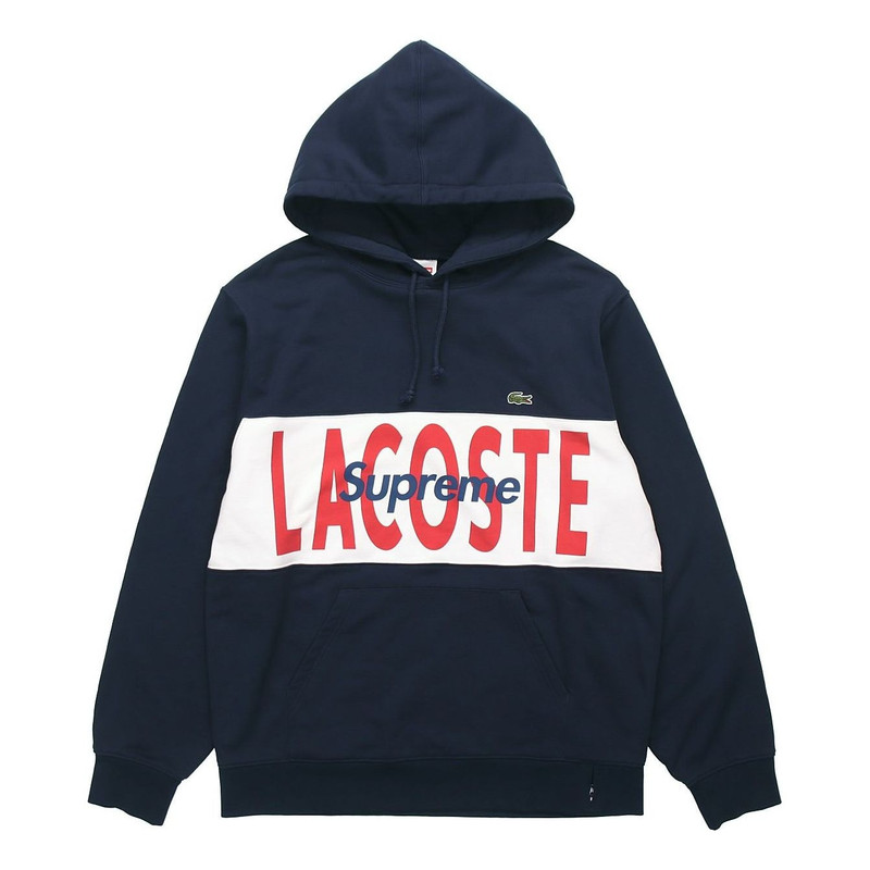 Supreme LACOSTE Logo Panel Hoodie 'Navy' SUP-FW19-513 - 1