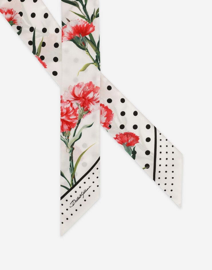Carnation-print twill headscarf - 2
