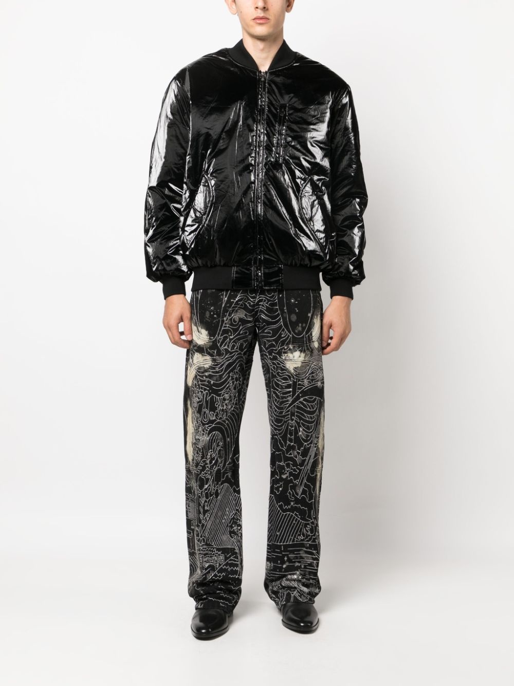 high shine-finish bomber jacket - 2