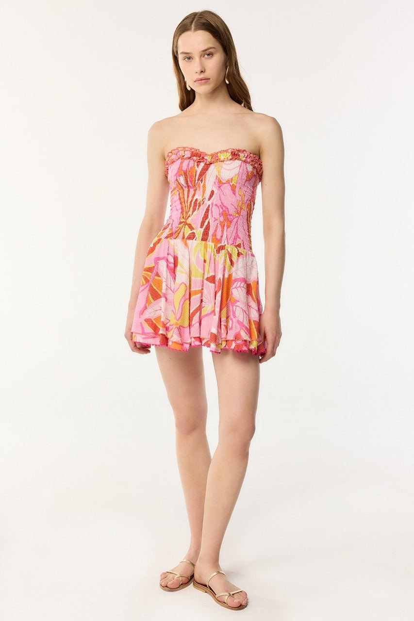 Bandeau Dress Cory - Pink Macro Lilium - 3