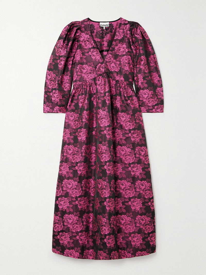 + Net Sustain Floral-print Jacquard Midi Dress 1