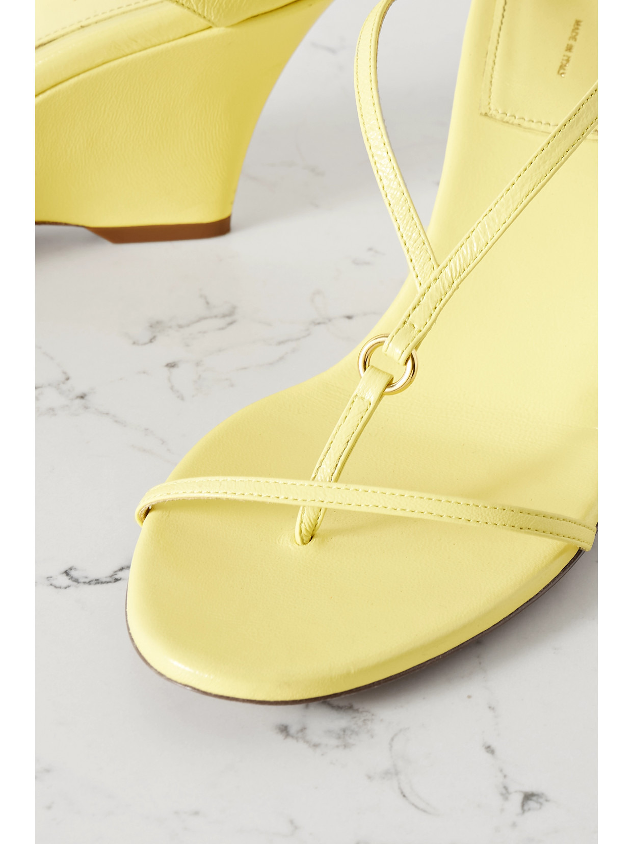 Marion Embellished Leather Wedge Sandals - 4